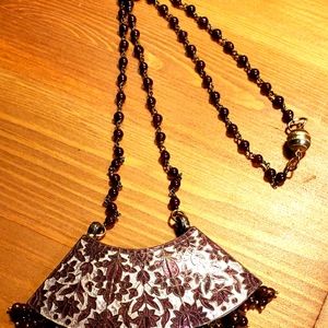 Large cloisone cream and wine floral